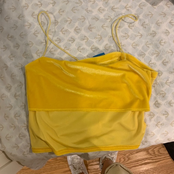 Emma Chamberlain High Key Yellow Velvet Tank Top - Picture 4 of 5